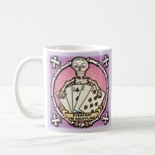 Skeleton Gambler poker mug Koffiemok (Links)