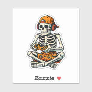 Skeleton Gamer Hoofdtelefoon Grappig Halloween Gam Sticker