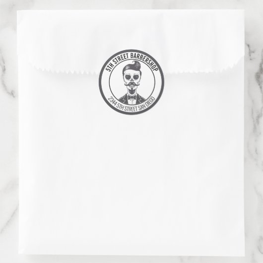 Skeleton Gentleman Barber Logo Cross Branding Ronde Sticker (Tas)
