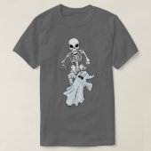 Skeleton Ghost Lazy Halloween Costume Fun Skull Sp T-shirt (Design voorkant)