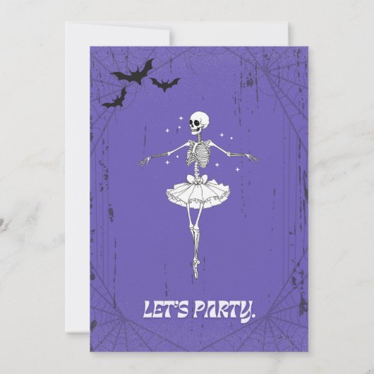 Skeleton Girl Halloween Party Invitation (Dos)