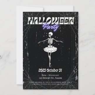 Skeleton Girl Halloween Party Invitation