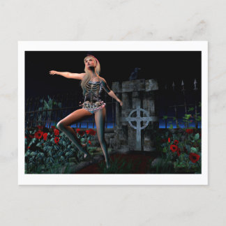Skeleton girl postcard briefkaart