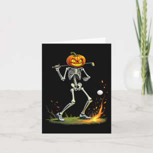 Skeleton Golf Grappig Halloween Pompoen Golfen Gol Kaart
