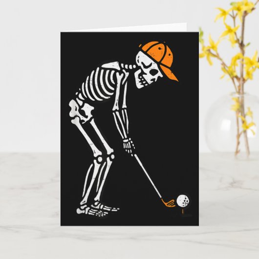 Skeleton Golf Halloween Golfer Costume Dad Mens Bo Kaart (Gele Bloem)