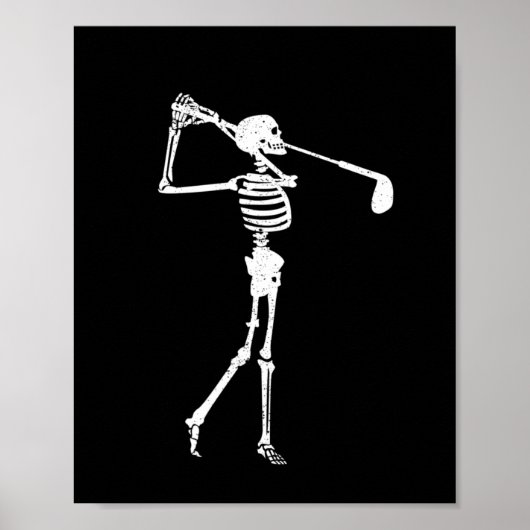 Skeleton Golfer Funny Halloween Golf Sport Poster (Voorkant)