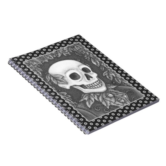 SKELETON, GOTHIC GENTLEMAN SKULL, DODE LEAF SAMENL NOTITIEBOEK (Rechterzijde)