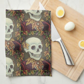SKELETON, GOTHIC GENTLEMAN SKULL KITCHEN TOWEL THEEDOEK (Quarter Fold)