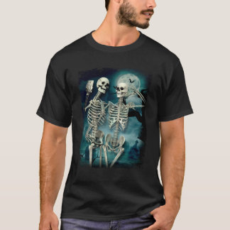 Skeleton graveyard moon selfies t-shirt