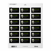 Skeleton Green Éffrayant Halloween Étiquettes de a (Feuille entière)