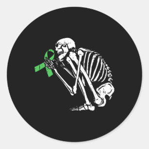 Skeleton Green Ribbon Mental Health Awareness Warm Ronde Sticker