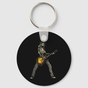 Skeleton Guitar Guy Spooky Happy Halloween Rock Ba Sleutelhanger