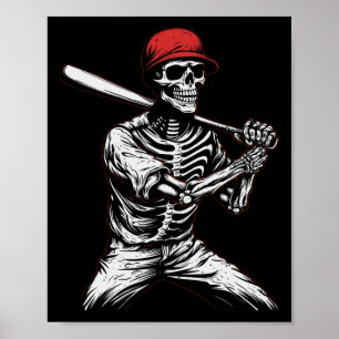 Skeleton Halloween Baseball Speler 1 Poster