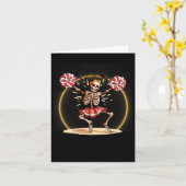 Skeleton Halloween Cheer Skeleton Cheerleader Kaart (Gele Bloem)
