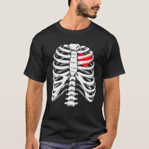 Skeleton Halloween Costume Heart Rib Botten X- T-shirt