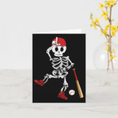 Skeleton Halloween Grappig Skeleton Baseball Spele Kaart (Gele Bloem)