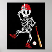 Skeleton Halloween Grappig Skeleton Baseball Spele Poster (Voorkant)