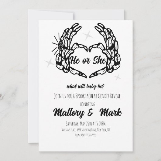 Skeleton Halloween Hij of zij Gender Reopenbaart P Kaart (Voorkant)