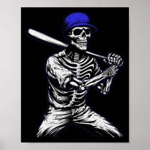 Skeleton Halloween honkbalspeler Poster