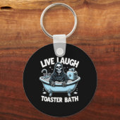 Skeleton Halloween Live Lachbroodrooster Bath Desi Sleutelhanger (Voorkant)