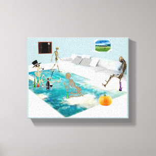 Skeleton Halloween Party Canvas Afdruk