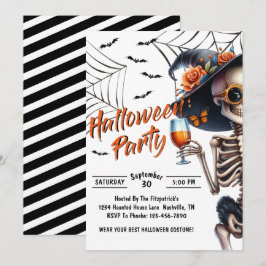 Skeleton Halloween Party Kaart