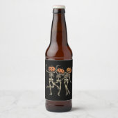 Skeleton Halloween Pumpkin Herfst Spooky Season Bier Etiket (Voorkant)