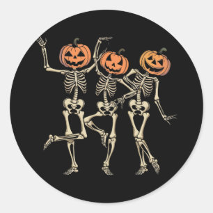 Skeleton Halloween Pumpkin Herfst Spooky Season Ronde Sticker