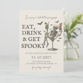 Skeleton Halloween Uitnodiging (Staand voorkant)
