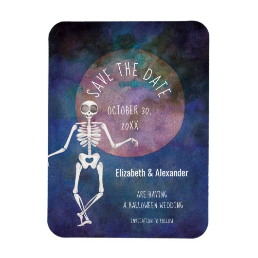 Skeleton/Halloween Wedding/Save the Date Magneet (Verticaal)