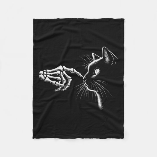 Skeleton Hand Boop Black Cat Pet For Women Men Hal Fleece Deken (Voorkant)