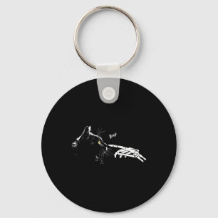 Skeleton Hand Boop Halloween Schattige Zwarte Katt Sleutelhanger