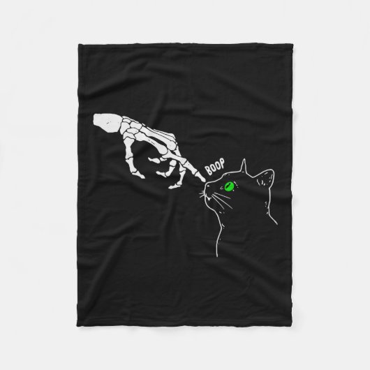 Skeleton Hand Boop op een kat's Nose Funny Hallowe Fleece Deken (Voorkant)