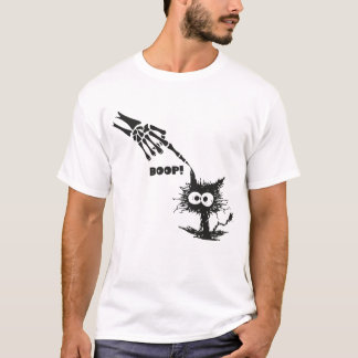 Skeleton Hand Boop Op Het Hoofd Van Een Kat Grappi T-shirt