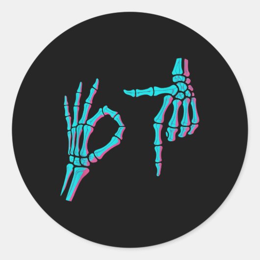 Skeleton Hand Funny Six Seven 6 7 Meme 67 Hallowee Ronde Sticker (Voorkant)