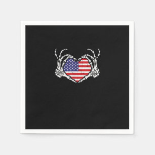 Skeleton Hand Hart 4e van de Amerikaanse Vlag Patr Servet
