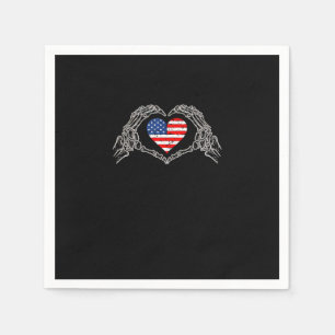 Skeleton Hand Hart 4e van de Amerikaanse Vlag Patr Servet