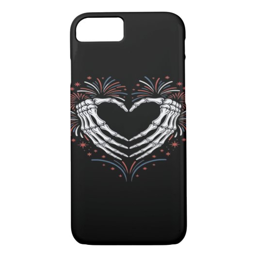 Skeleton Hand Hart 4e van USA Patriottisch Amerika Case-Mate iPhone Case (Achterkant)