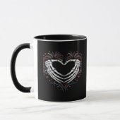Skeleton Hand Hart 4e van USA Patriottisch Amerika Mok (Links)