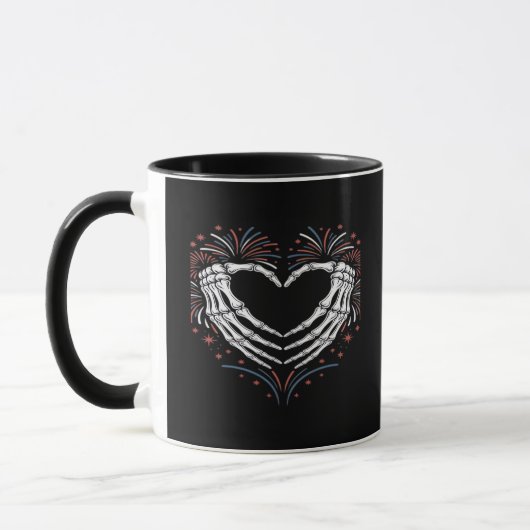 Skeleton Hand Hart 4e van USA Patriottisch Amerika Mok (Links)