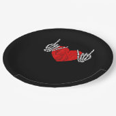 Skeleton Hand Hart en Roll, Valentijnse Halloween Papieren Bordje (Gekanteld)