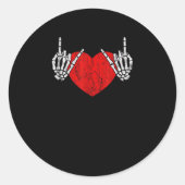 Skeleton Hand Hart en Roll, Valentijnse Halloween Ronde Sticker (Voorkant)