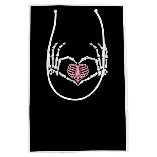 Skeleton Hand Hart Grappig Halloween Vrouwen Manne Medium Cadeauzakje (Voorkant)