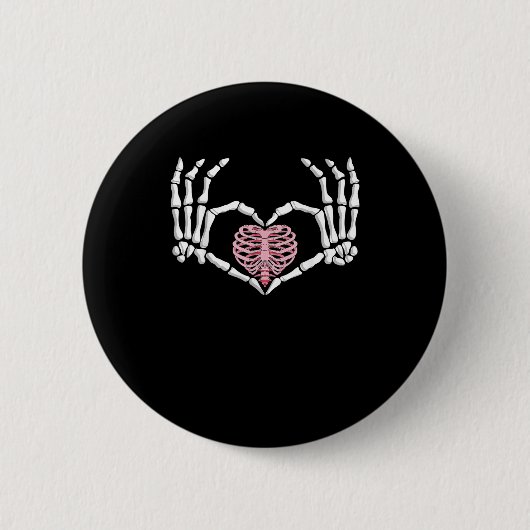 Skeleton Hand Hart Grappig Halloween Vrouwen Manne Ronde Button 5,7 Cm (Voorkant)