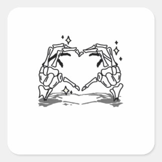 Skeleton Hand Hart Grappig Ontwerp Vierkante Sticker