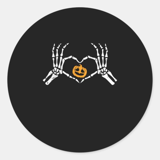 Skeleton Hand Hart Halloween Kostuum Pompoen Ronde Sticker (Voorkant)