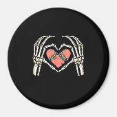 Skeleton Hand Hart Skateboard Valentijnsdag Funn Magneet (Voorkant)