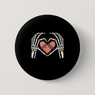 Skeleton Hand Hart Skateboard Valentijnsdag Funn Ronde Button 5,7 Cm