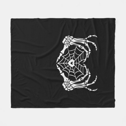 Skeleton Hand Hart Spiderweb Halloween Cobweb Par Fleece Deken (Voorkant (Horizontaal))