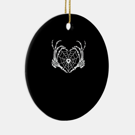 Skeleton Hand Hart Spiderweb Halloween Cobweb Par Keramisch Ornament (Rechts)
